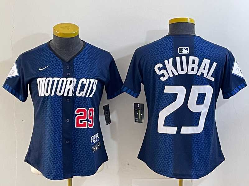 Womens Detroit Tigers #29 Tarik Skubal 2024 Navy City Connect Cool Base Limited Stitched Jerseys